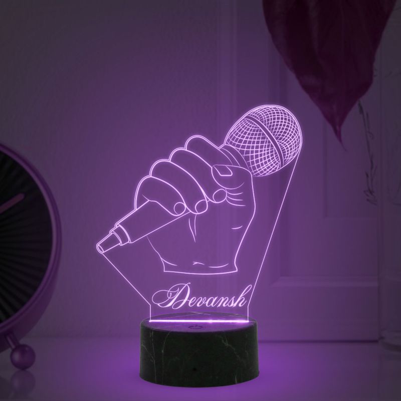 3D Illusion Microphone Night lamp for Music Studio & Home Decoration Light with Multicolored light